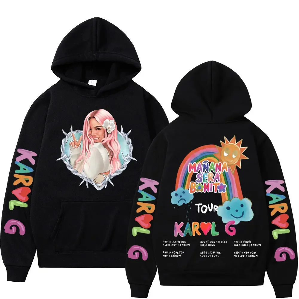 2024 Singer Karol G Music Album Hoodie Men Women's Fashion Hip Hop Sweatshirt Street Trend Vintage Long Sleeve Pullovers Hoodies