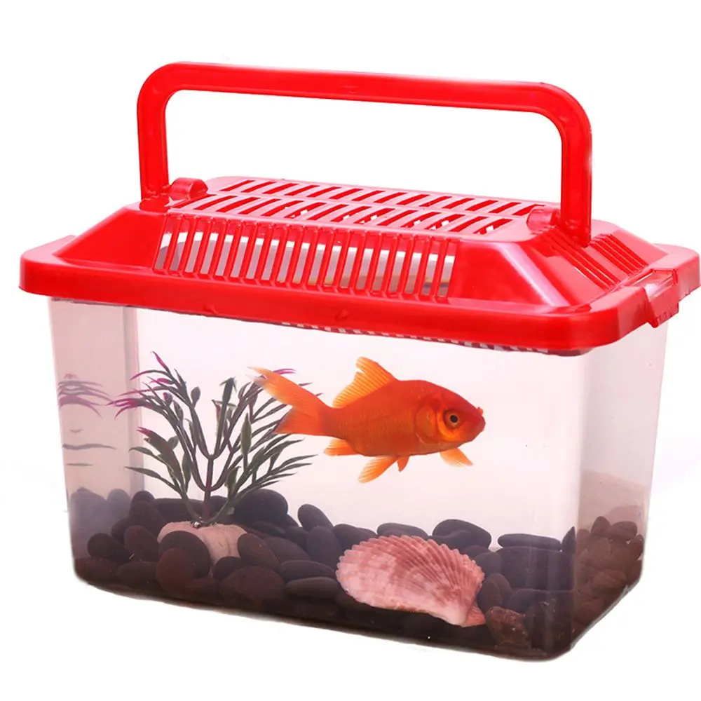 Acuario de alimentación transparente portátil, productos para mascotas, tanque de peces dorados, tanque de tortuga, caja de hámster