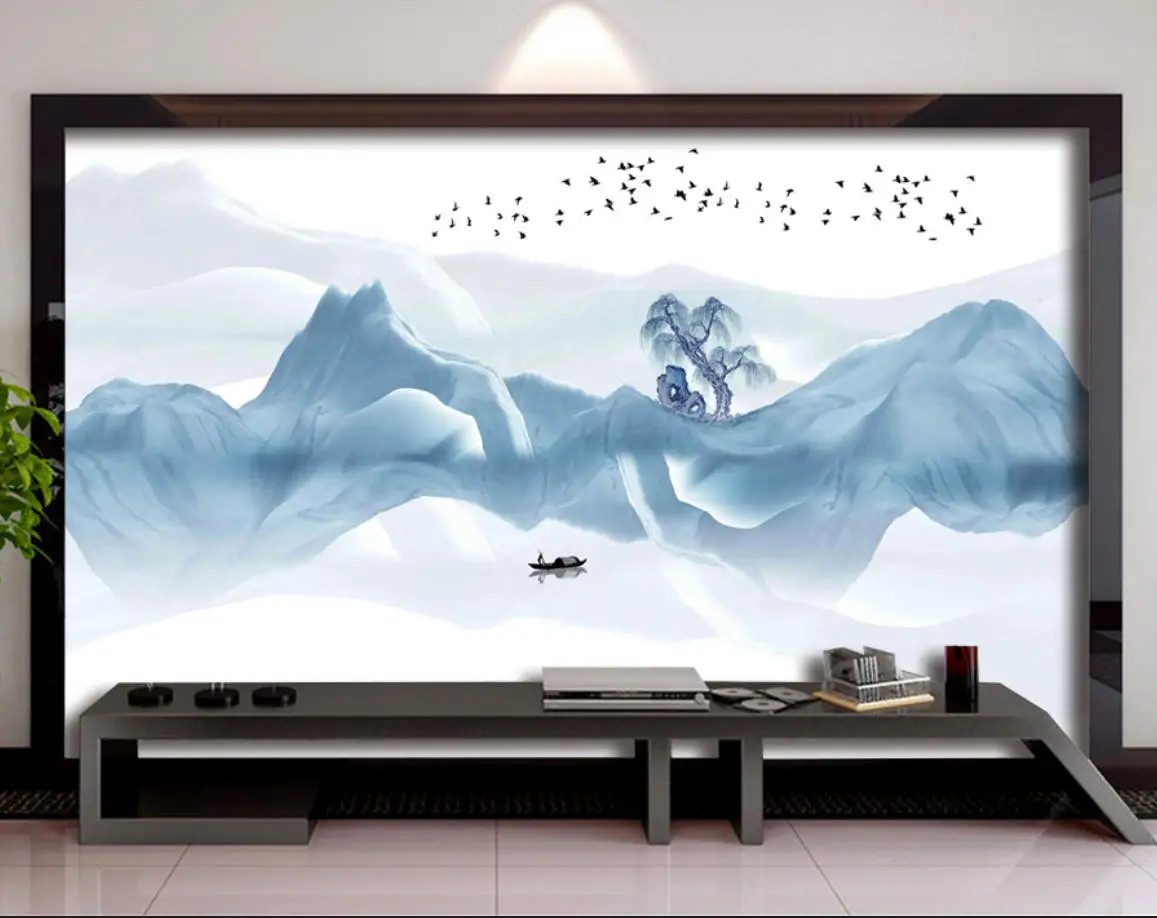 

Фотообои на заказ: Роскошная атмосфера, художественный пейзаж с чернильным рисунком, лес, полет птиц, 3D-обои для ТВ-зоны, настенные 3D-обои, тапеты