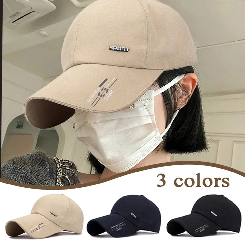 Men Women Big Brim Baseball Cap Peaked Cap Solid Color Adjustable Unisex Spring Summer Unisex  Dad Hat Shade Sport Baseball Hats