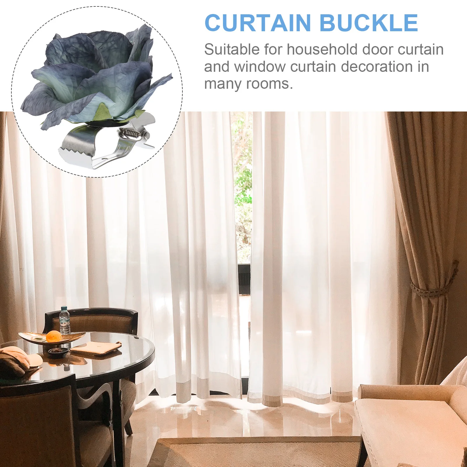

2Pcs Floral Curtain Tiebacks Flower Buckle Clips No Tools Required Easy Use for Curtains Curtain Flower Buckle
