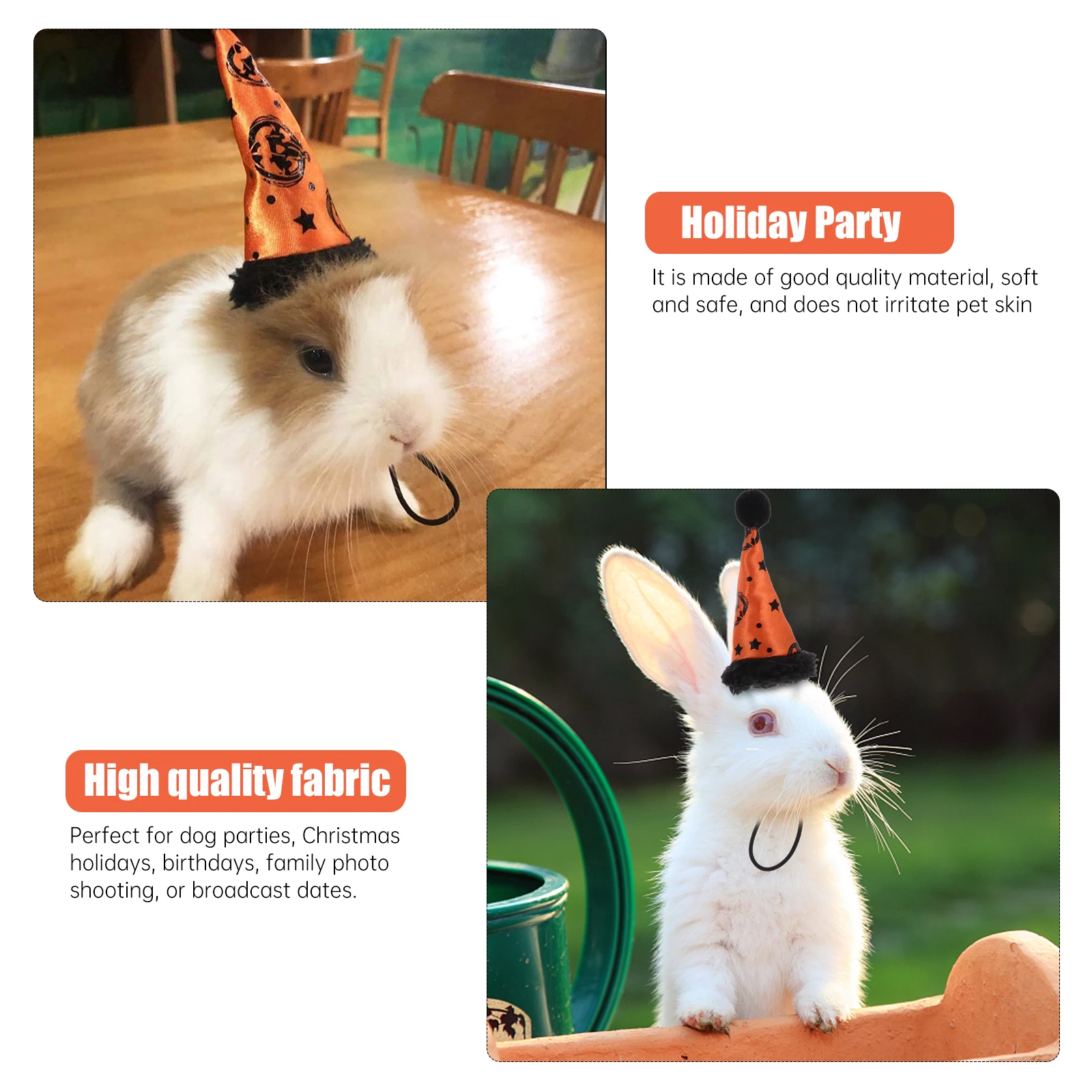 

1Pcs Halloween Pet Hat Rabbit Guinea Pig Costume Party Headdress Durable Decorative Colorful Simple Design Stage Performance