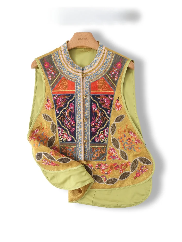 New Chinese Style National Heritage Song Jin Women's Embroidered Jacket Trendy Splice Thin Regular Length Single Button Closure