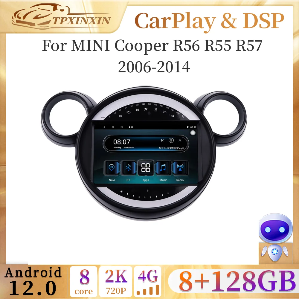 

Android 12.0 Car Radio For BMW MINI COOPER R56 R60 2007 - 2014 QLED Multimedia Video Player Navigation GPS Auto Carplay 2Din