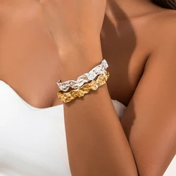 Folded Open Round Cuff Bracelect for Women Trendy Bangle Bracelect Accessories on Hand 2023 Fashion Wrist Jewelry Female Gifts