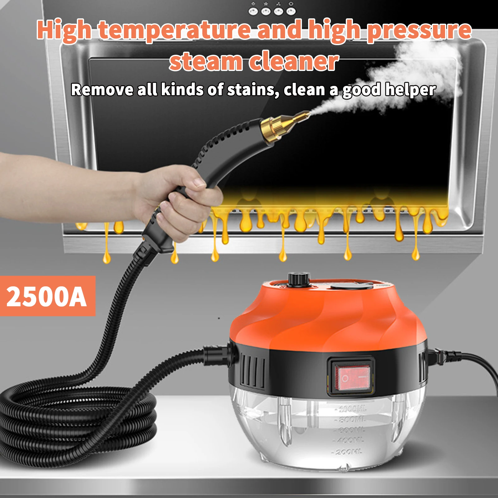 

Portable Handheld Steam Cleaning Machine 2500W High Temperature High Power Sterilization Cleaning Air Conditioner Range Hood