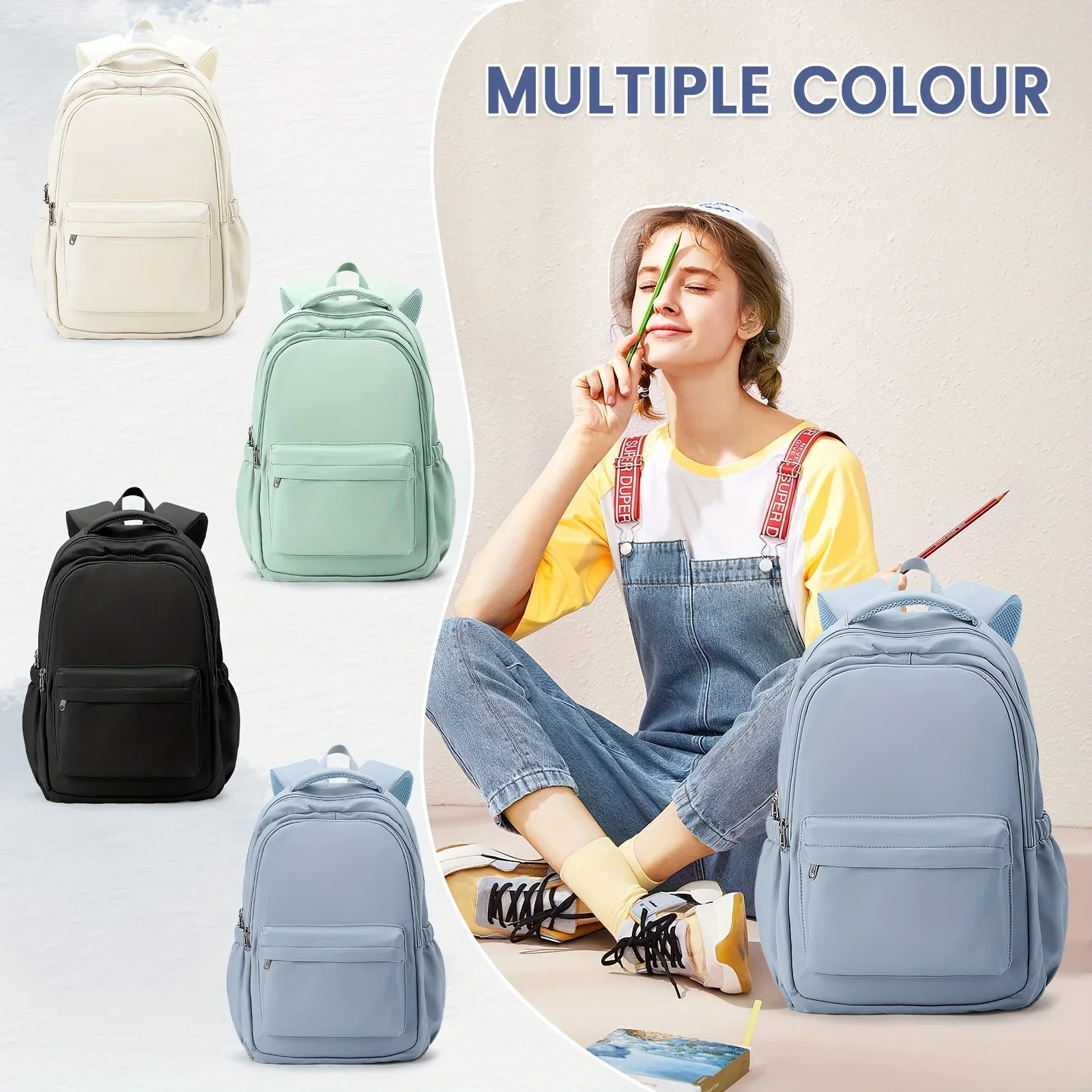 Rucksack für weibliche College-Studenten, High-School-Mädchen, Mittelschulmädchen, vielseitig, geeignet für Jungen, täglicher Gebrauch im Freien. – Detail 7
