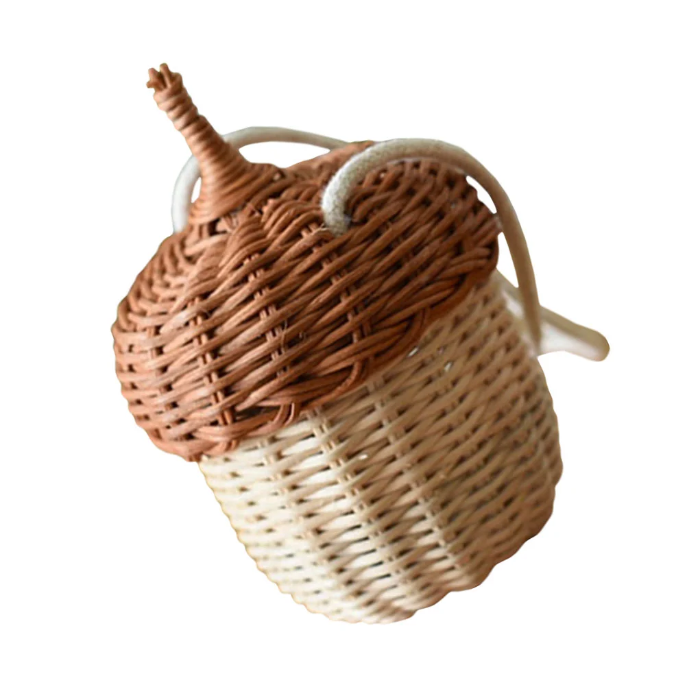 Woven Bag Kids Decor Decorative Cross-body Acorn Storage Basket Children Handbag Clothing Crossbody Rattan