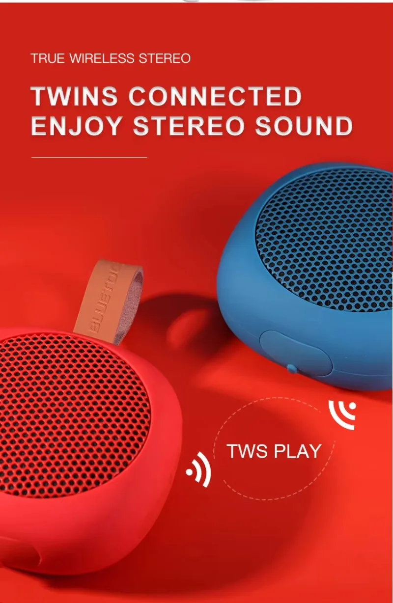 

Беспроводная Bluetooth-колонка 5W, миниатюрная, портативная, водонепроницаемая, для улицы, с мощным басом, 2 шт.