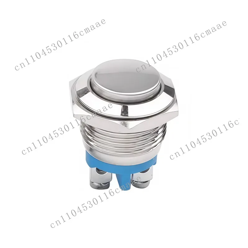 Metal button switch, series 16/19 screw foot self-reset waterproof, high head flat head, jog doorbell press