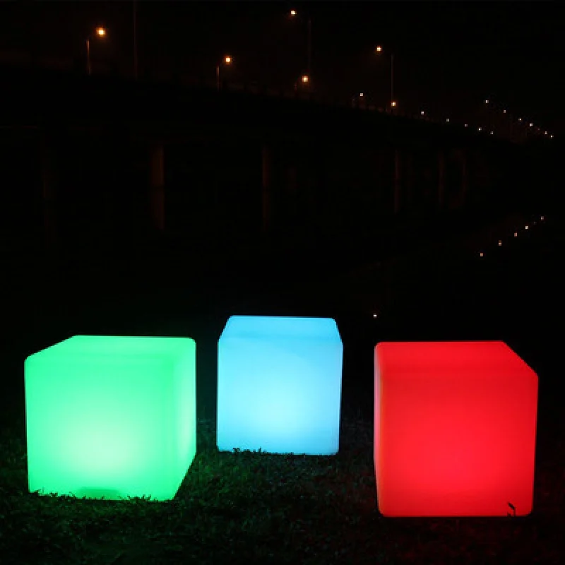 

Custom, Battery Rechargeable 40*40*40cm waterproof lighted led cube plastic chair garden light color changing cube stool