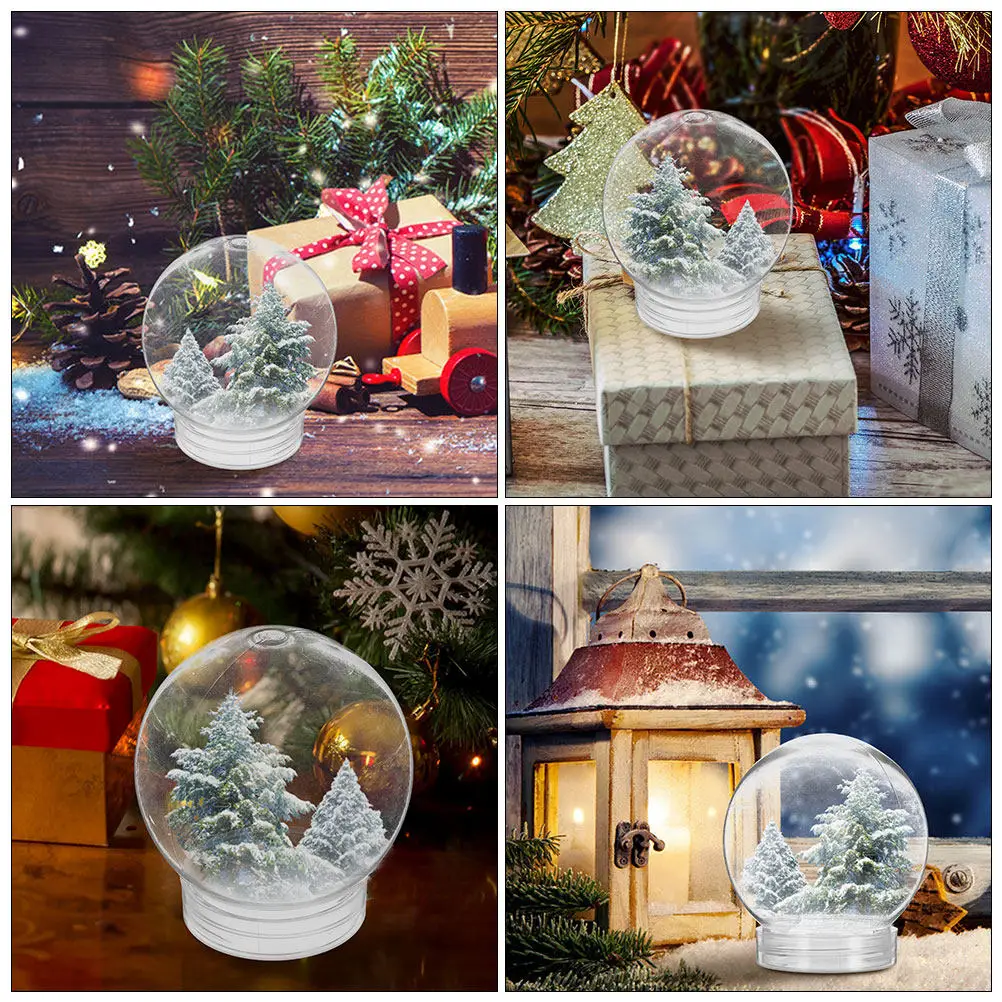 6Pcs DIY Snow Globe Jar Set 270Ml Clear Plastic Water Globe Bottle with Tight Screw Lid Candy Display Container Craft Kit