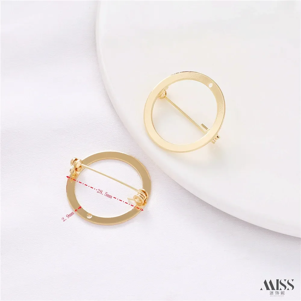 14K Gold Bag Color Retention Ring Brooch Hollow Round Pin Chest Buckle DIY Handmade Corsage Accessories Basic Material