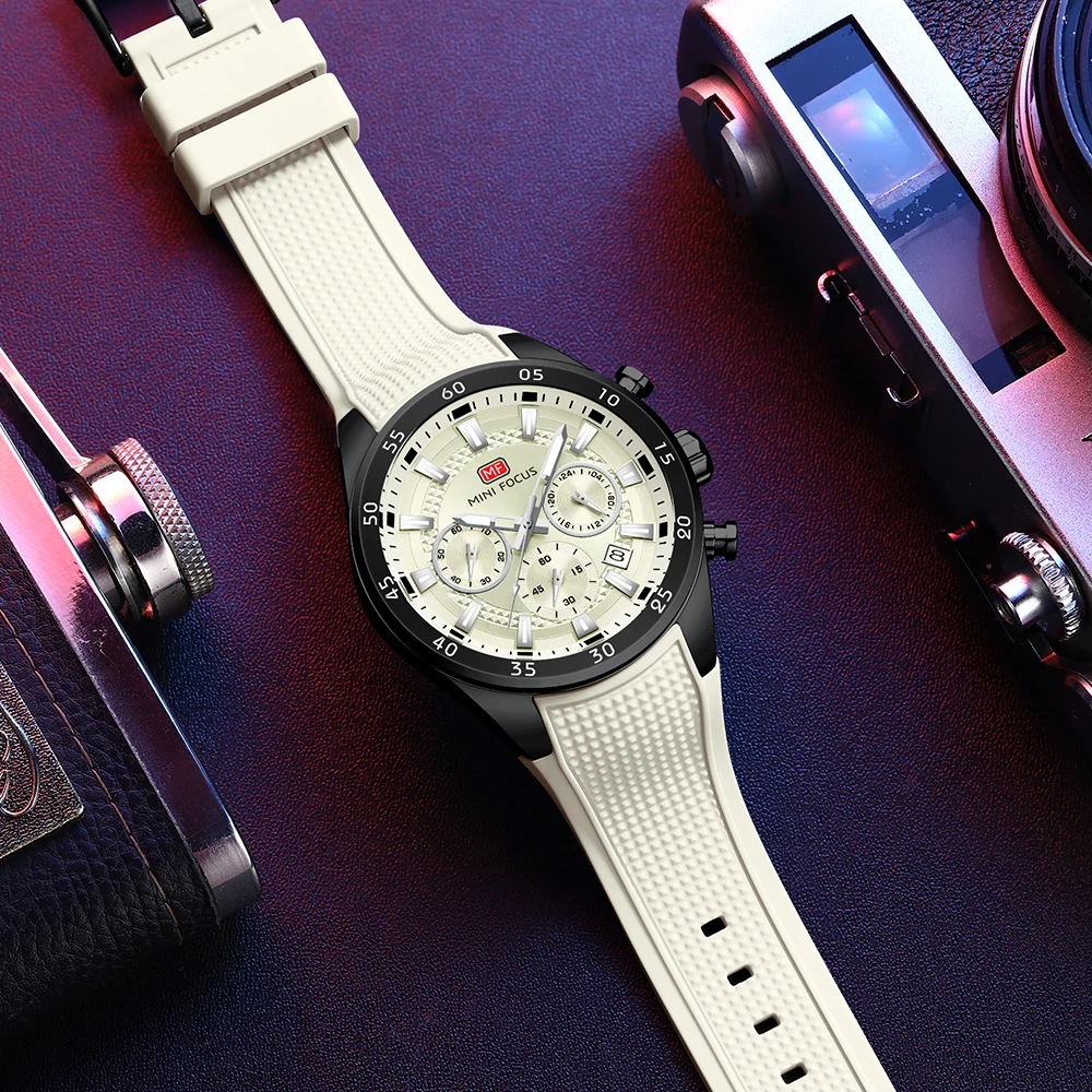 MINI FOCUS High Quality Men's Luxury Belt Fashion Quartz Watch Men Round Business Student Sport Waterproof Glow Clock
