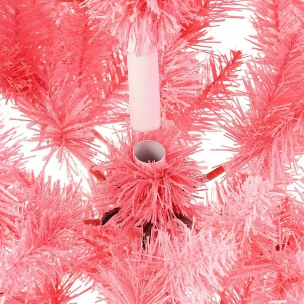 وقت العطلة 6.5 بوصة كامبريدج مضاءة مسبقًا شجرة صنوبر وردية متدفقة وقت العطلة 6.5 بوصة شجرة كامبريدج الصنوبر الوردية المضاءة مسبقًا، #4