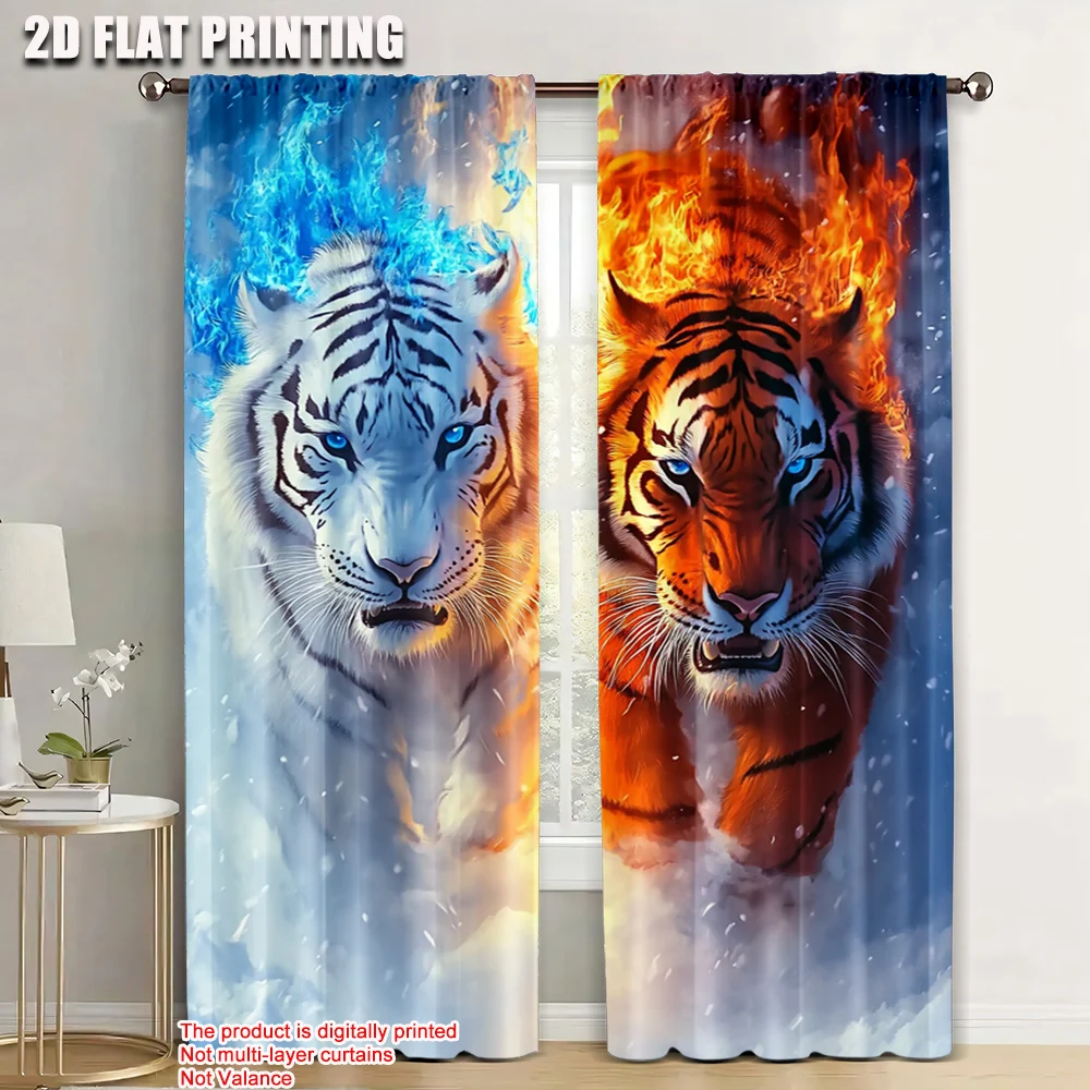 

2pc, Window Treatment Curtains tiger Light Filter Festive Backdrops Use for Classroom decoration