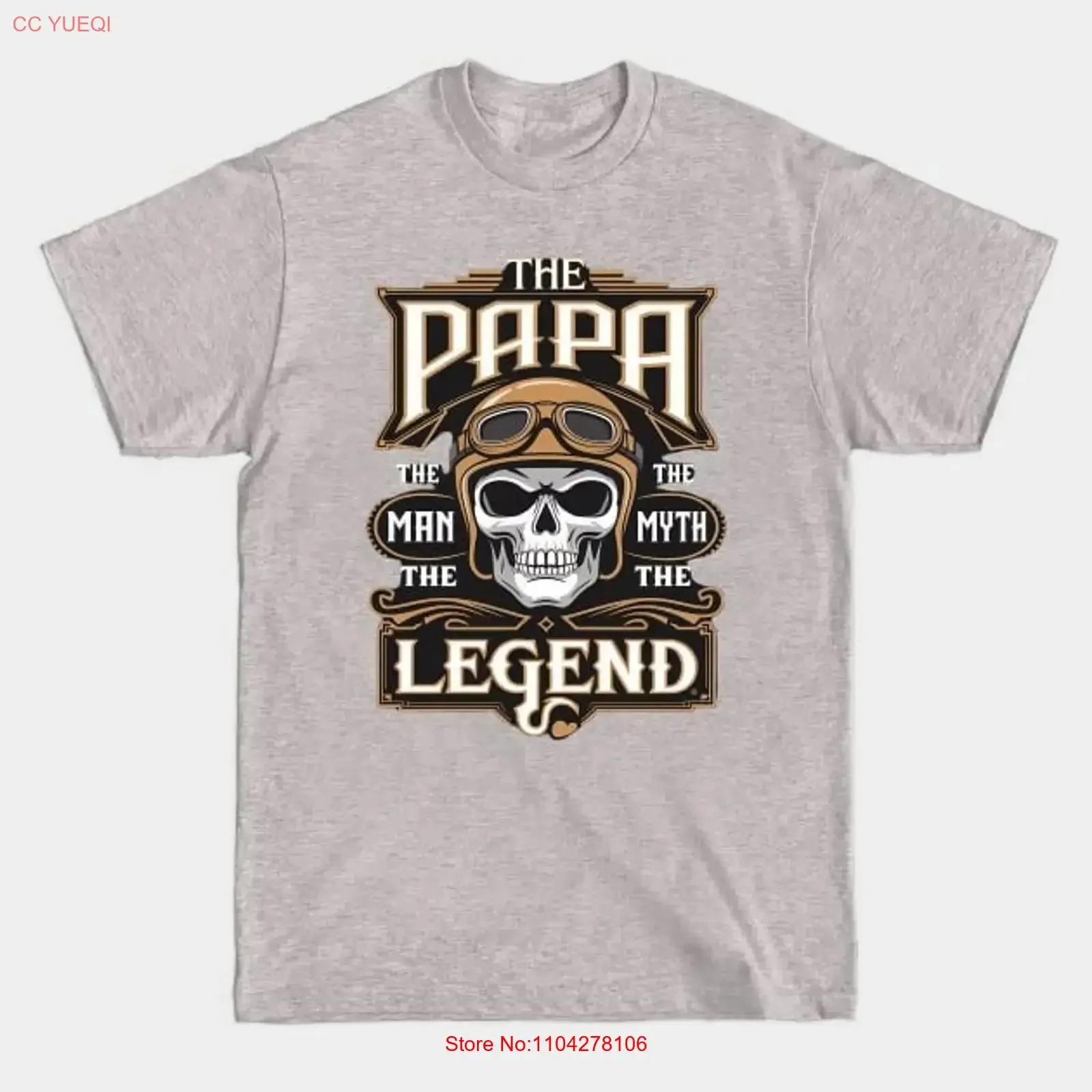 Biker Papa The Man Myth Legend Skull Fathers Day Dad Daddy T Shirt long or short sleeves vintage Washed graphic Stylish homme