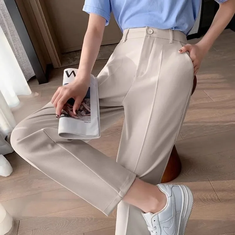 Pantaloni da abito da donna Pantaloni classici alla moda da donna Pantaloni comodi a gamba dritta da donna Mamma Pantaloni lunghi larghi casual coreani