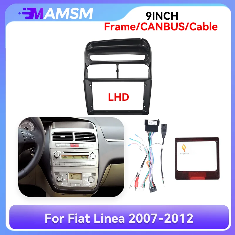 MAMSM For FIAT LINEA 2007-2012 Car Radio Fascias Frame 2DIN Stereo Panel Wiring Harness Coneder Power Cord Adapter Canbus Box