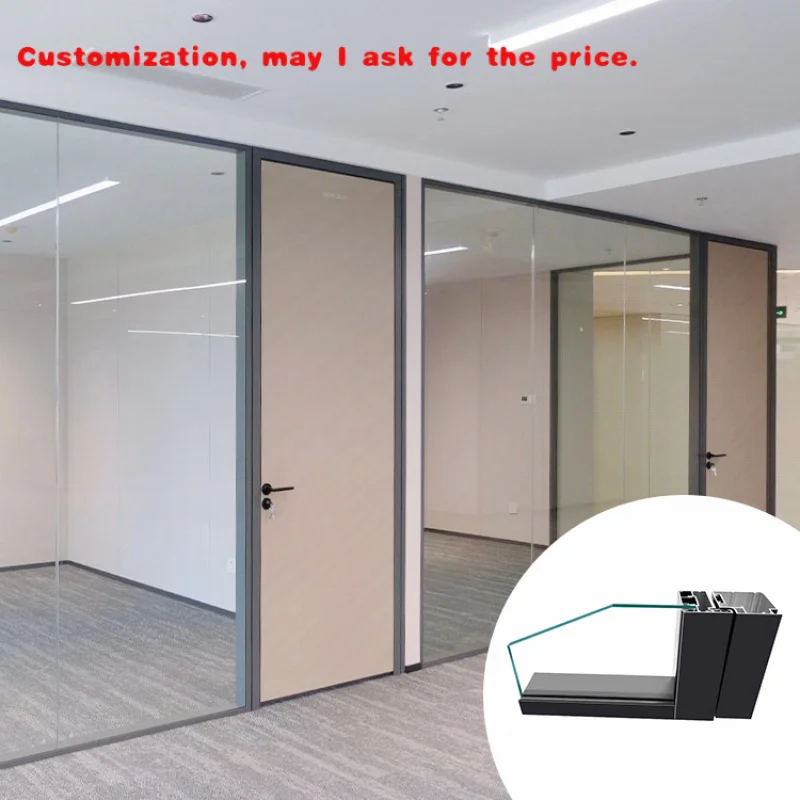 custom.Portable Home Office Divider Partition Wall with Door Glass Room Dividers Improved Organization