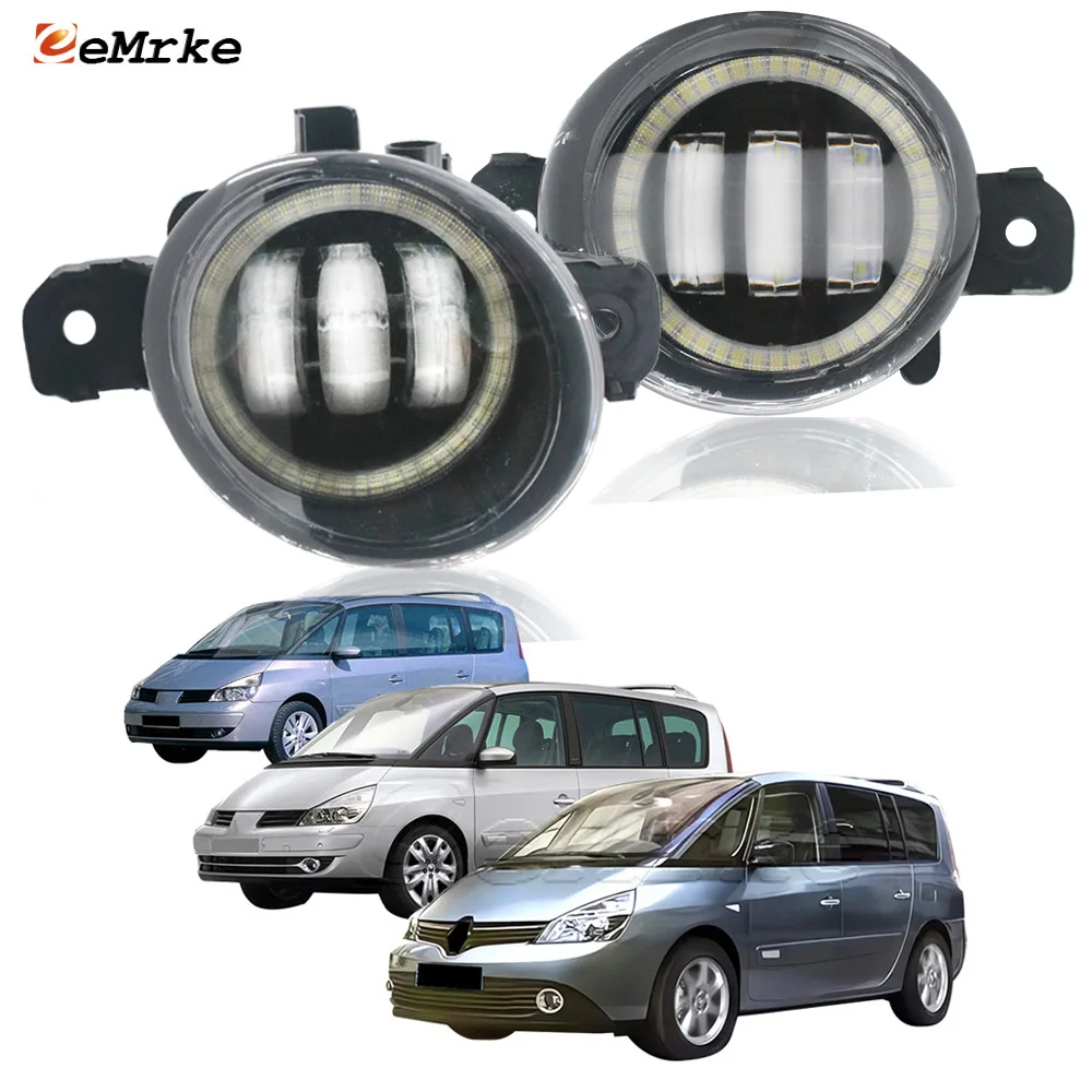 LED Fog Lights Assembly Angel Eye DRL for Renault Espace 4 IV J81 Grand Espace 2002-2014 Car PTF Clear Lens Daytime Running Lamp