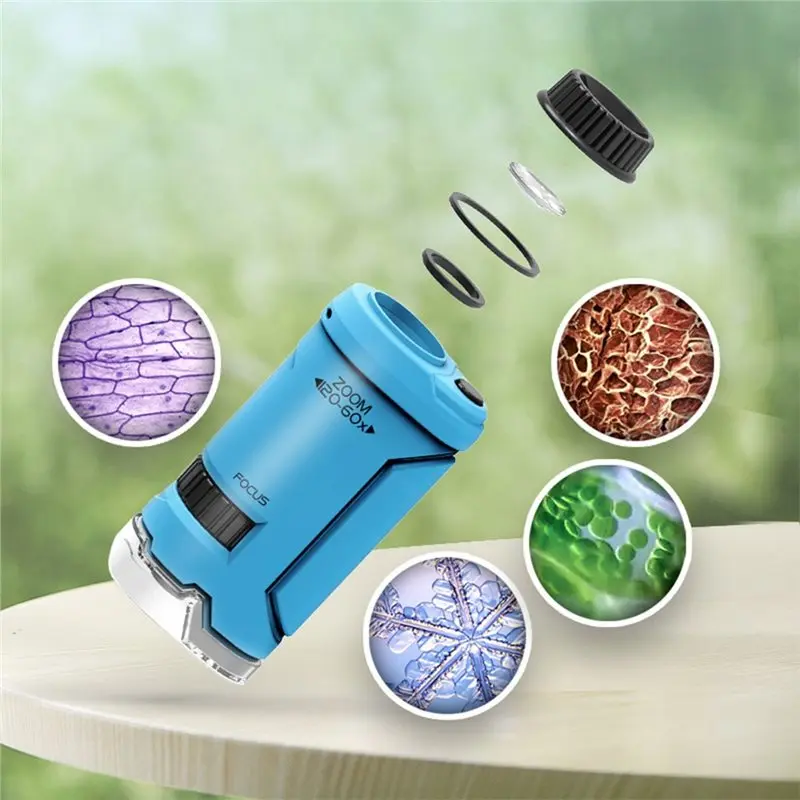 ABVG-60-120X Portable Microscope With LED Light Handheld Microscope Little Scientist Microscope Science For Kids