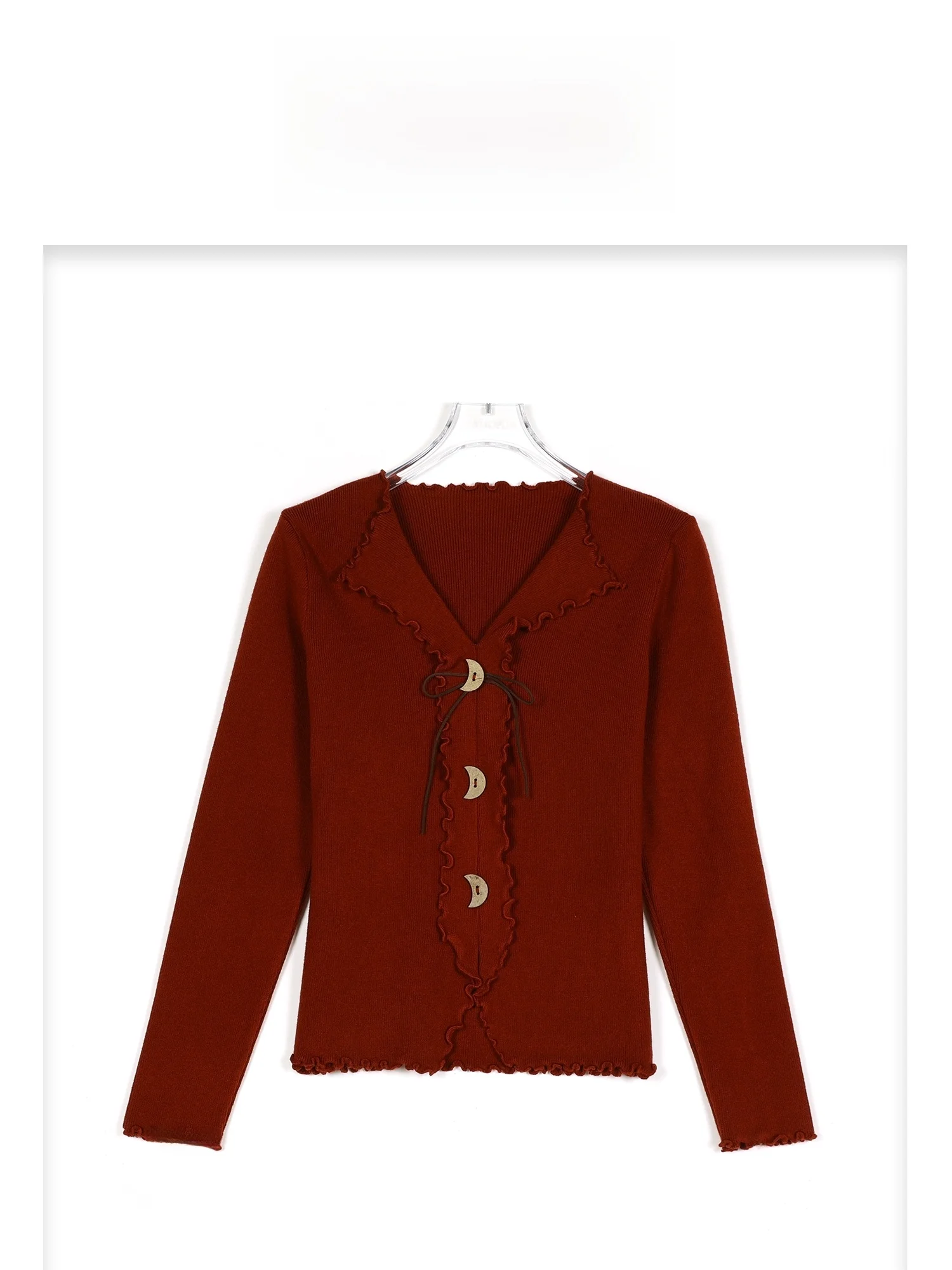 

Женский свитер Eila с V-образным вырезом, модный повседневный свободный крой, длинный рукав, трикотаж с деревянными пуговицами, для осени и зимы