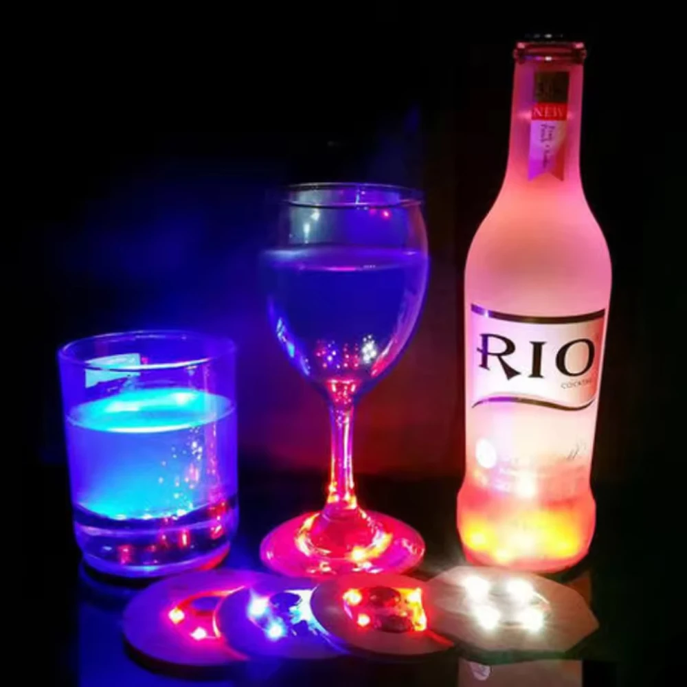 สติกเกอร์ขวด Coasters ไฟแบตเตอรี่ขับเคลื่อน LED เครื่องดื่มถ้วยคริสต์มาสแจกันปีใหม่ฮาโลวีนไฟตกแต่ง