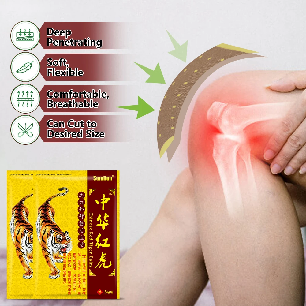 8-80Pcs Sumifun Analgesic Patch Red Tiger Arthritis Rheumatoid Pain Treatment Knee Joint Cervical Spondylosis Plaster