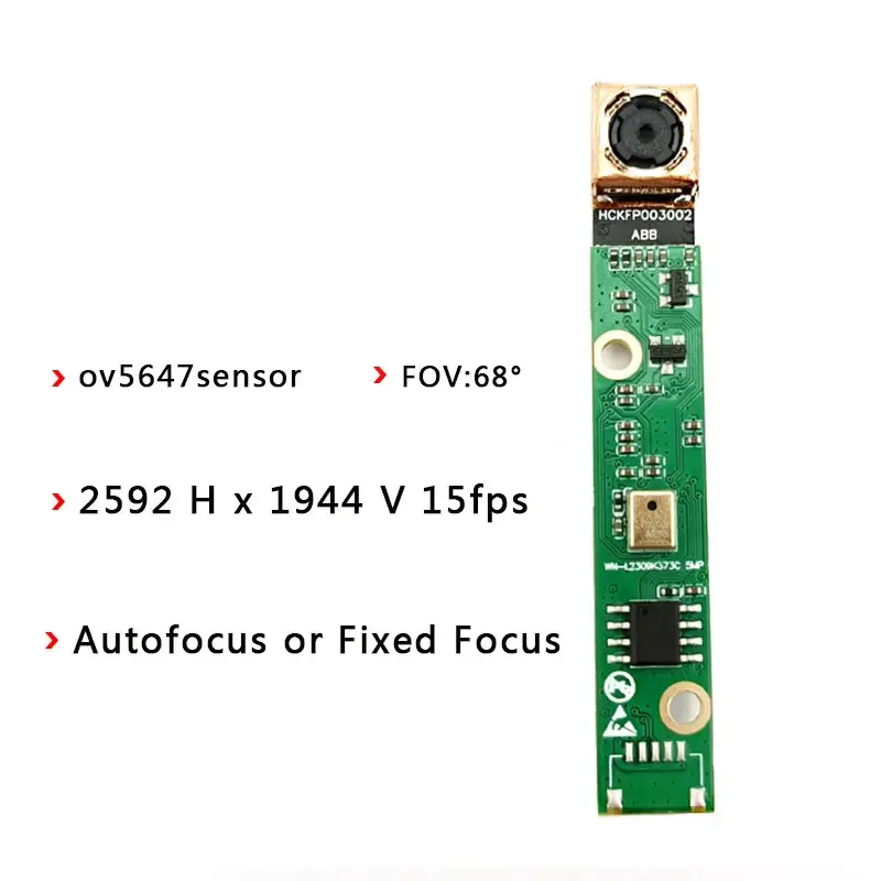 Модуль USB камеры OV5647 5 Мп PCB + объектив 2592 H x 1944 V Автофокус без драйвера с цифровым микрофоном используется для съемки документов