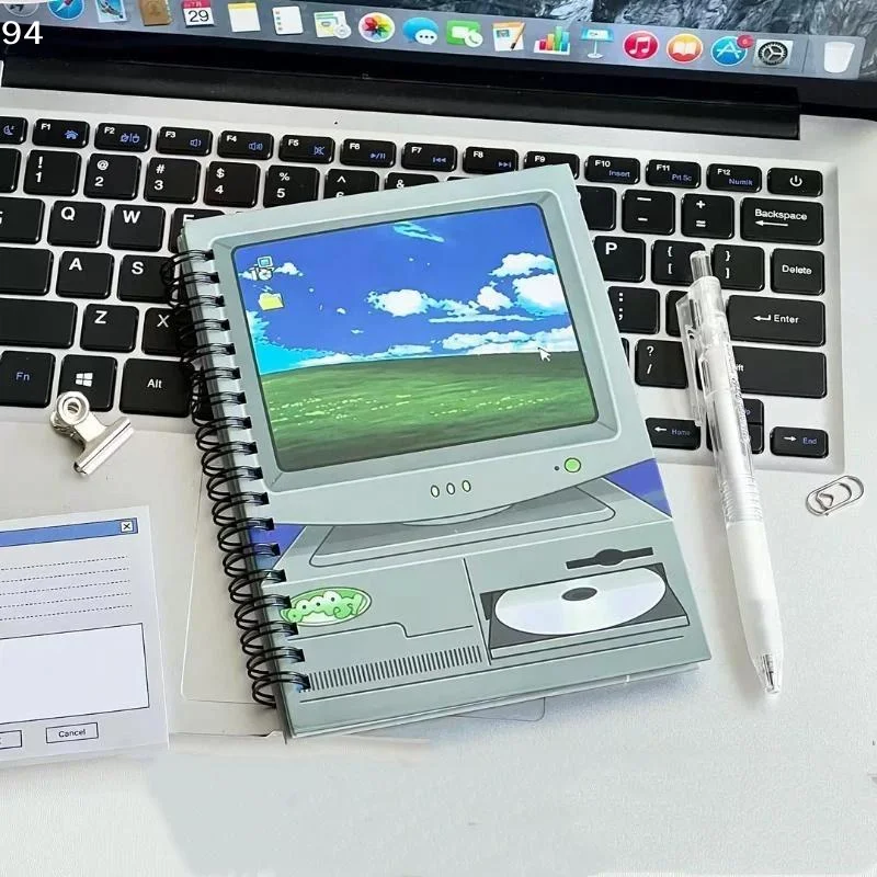100Pages B6 Y2K Retro Computer Spiral Notebook Vintage Desktop Layout Journal Scrapbook Planner For Stickers DecorNF stationery
