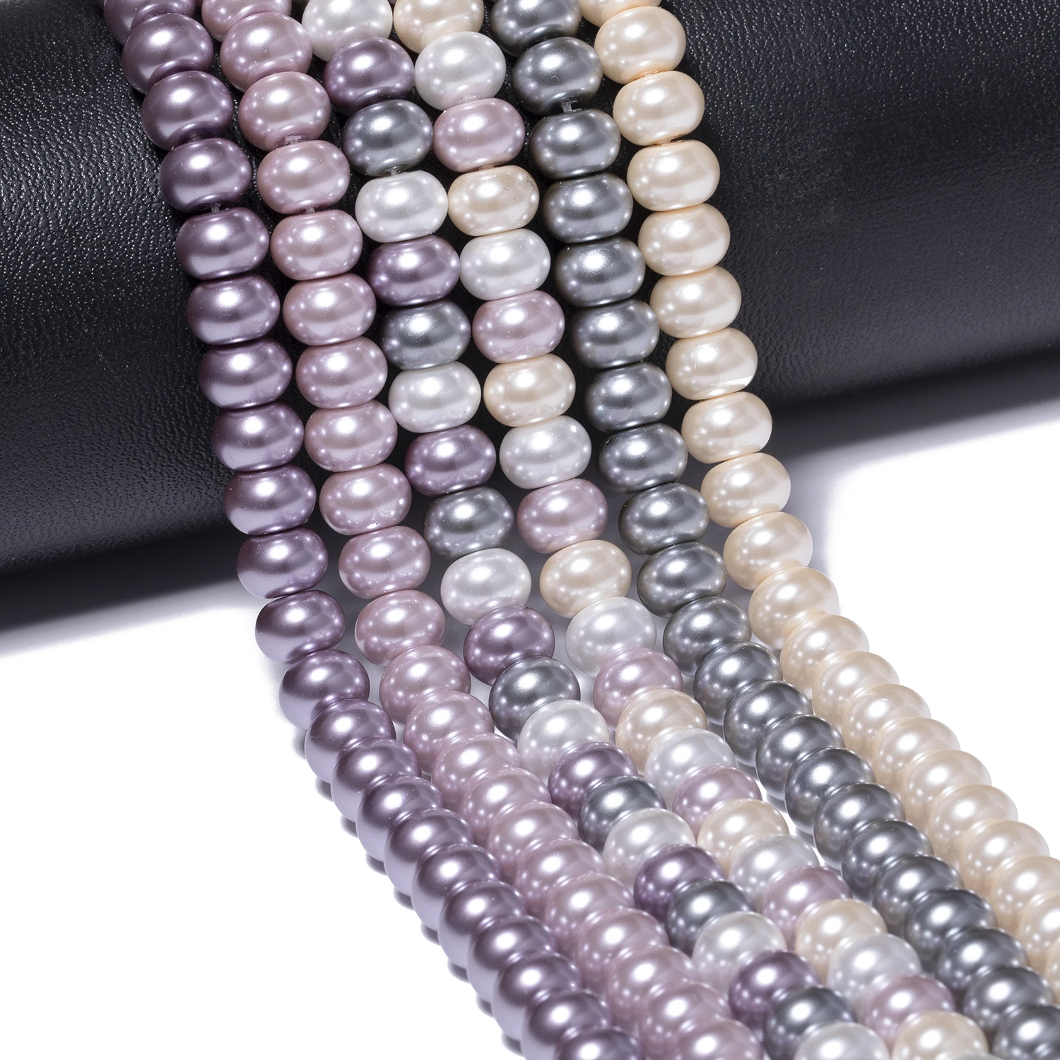 3-8 مللي متر ثلاثة أحجام المعداد شكل الزجاج الملون تقليد حبات اللؤلؤ لصنع المجوهرات اليدوية قلادة سوار إكسسوارات