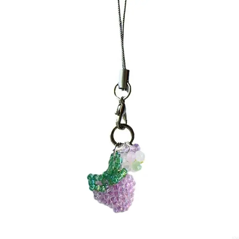 57QA Fashion Beaded Grape Charm Phone Strap Perfect for Youthful Fashion Enthusiasts and Students Seeking Individuality