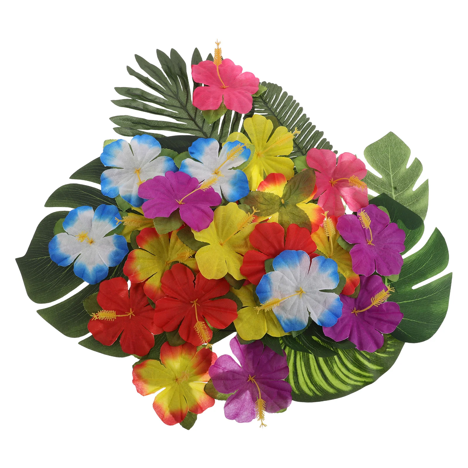 

112Pcs Tropical Party Decorations Supplies Artificial Palm Leaves Faux Monstera Leaf Stems Hawaiian Table Decor Beach Theme