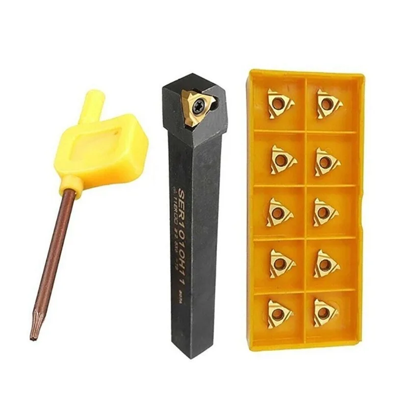 SER1010H11 CNC External Thread Holder 11ER A60 60° Insert, High Precision for Stainless, Carbon & Alloy Steel Thread Turning