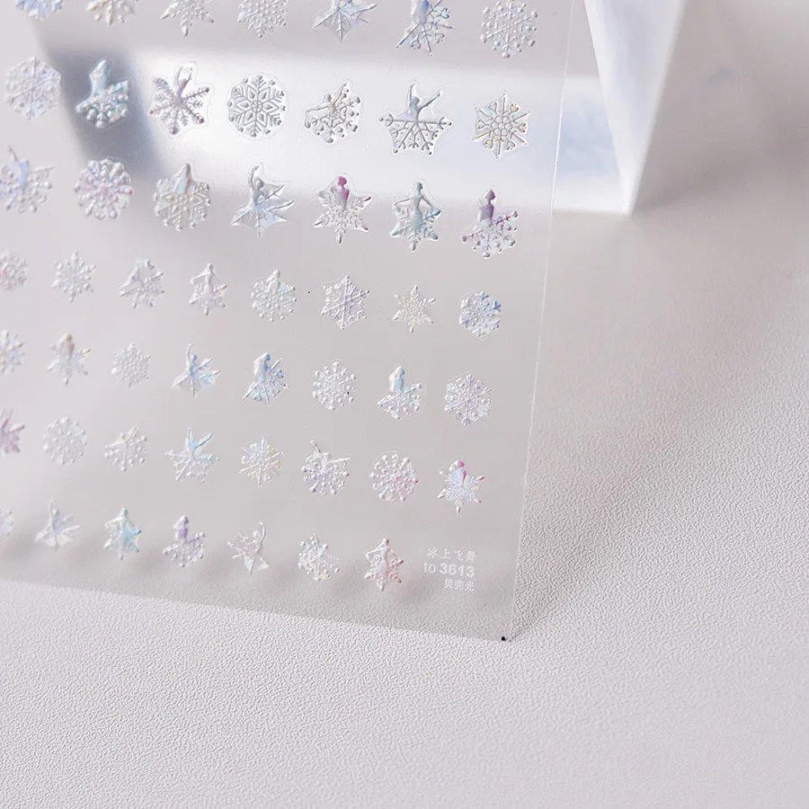 Romantic 5D Snowflake & Ballerina Girl Nail Stickers High Quality Embossing Adhesive Art Decals Manicure Accessories