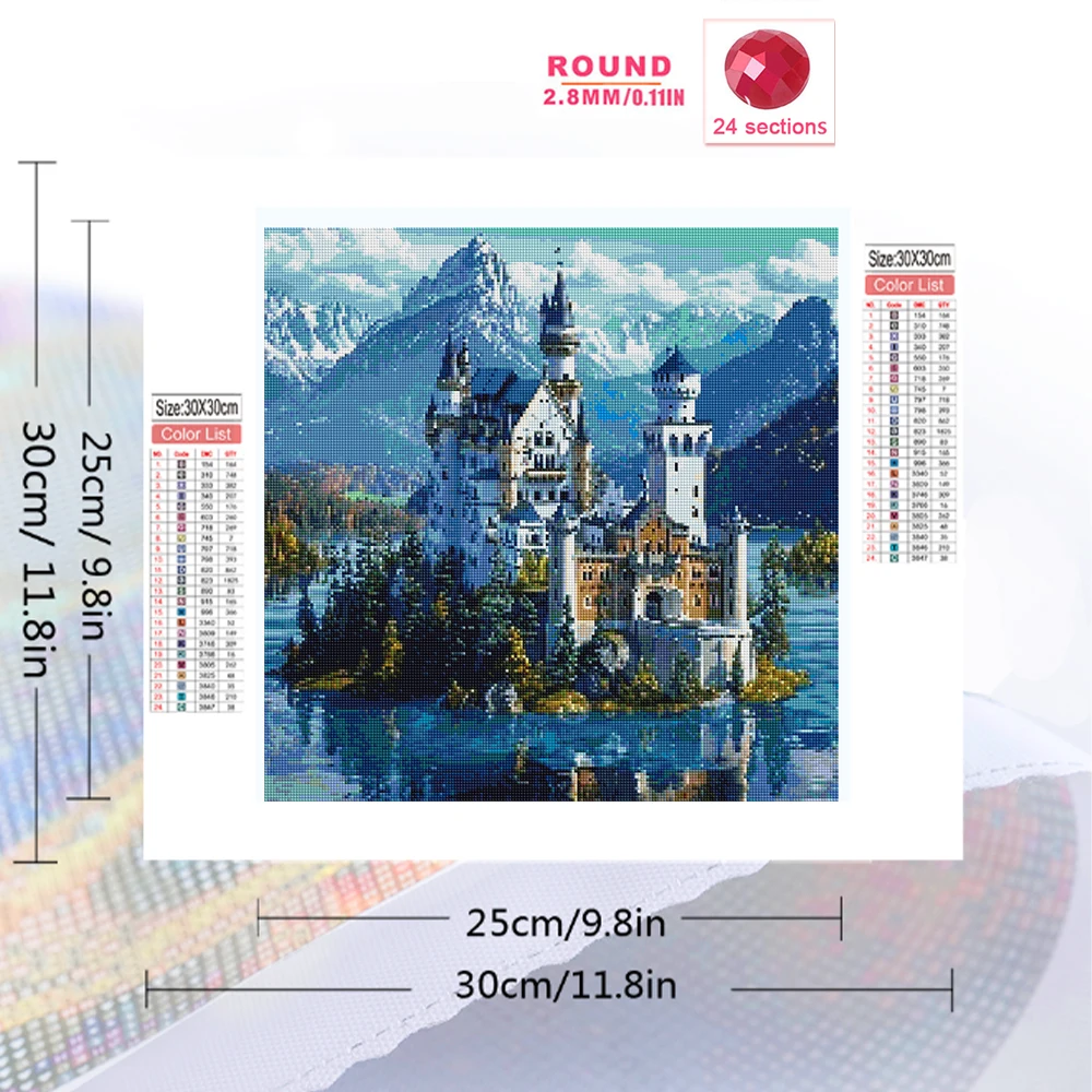 Evershine 5D DIY Diamond Painting Castle Landscape Full Square Round Mosaic Mountain Rhinestones Embroidery Handmade Hobby