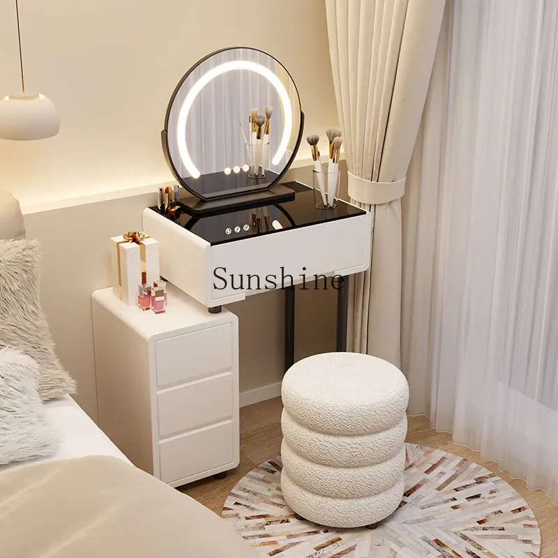 

Bedroom modern simple small apartment mini cream style simple makeup table storage cabinet integrated