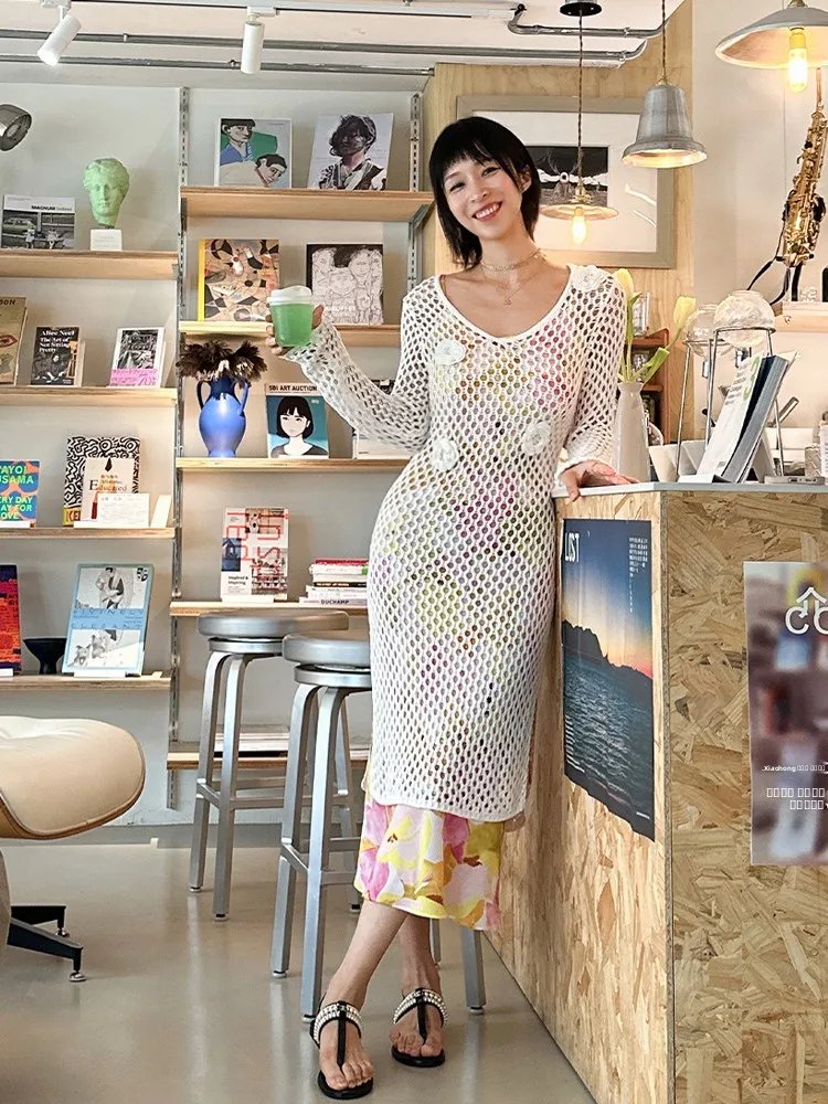 

Повседневная романтичная юбка-макси с вышивкой камелий, ручной работы, с V-образным вырезом, высокой талией, длинная, из 100% хлопка, А-силуэт