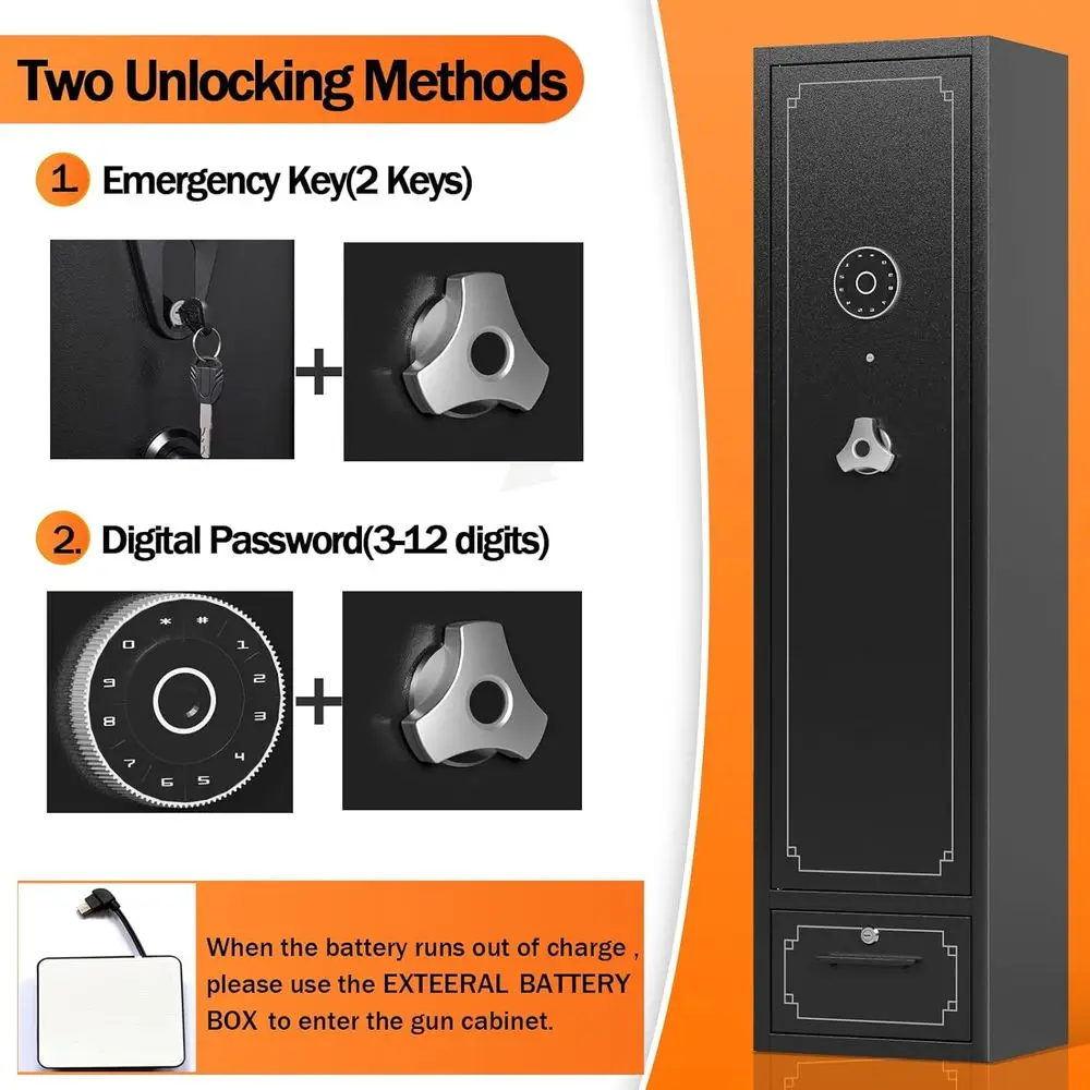 Armadio Portafucili a 6 Posti con Ripiani Rimovibili per Fucili, Pistole e Fucili a Pompa