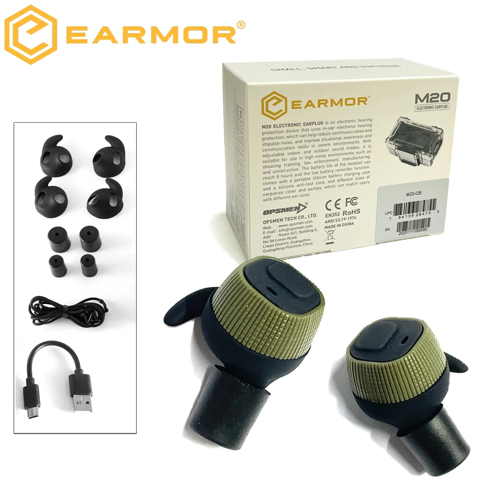 

EARMOR Electronic Earplugs M20 Tactical Earplugs Active Shooter Earmuffs Electronic Hearing Protectors Tactical Accessories