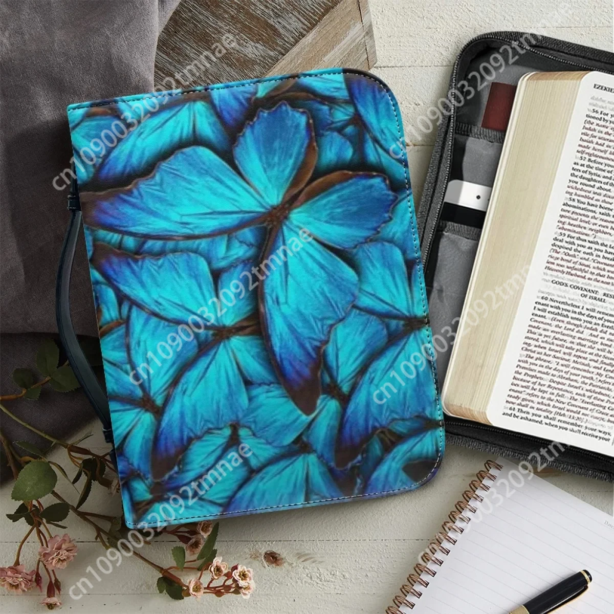 

Fashion Beautiful Butterfly Custom Bible Cover Case Women's Leather Handbags Christianity Church Bible Bag Bible Storage Bags