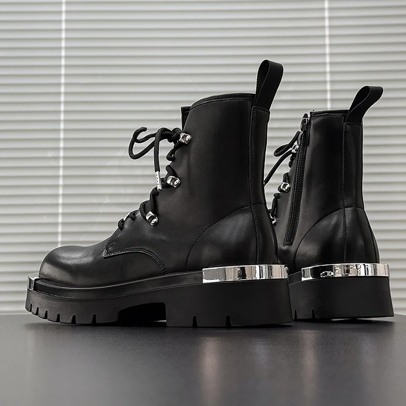 2025 تشيلسي أحذية للرجل عالية الجودة الأحذية الجلدية فستان الشرير الصخرة كاوبوي منصة التمهيد سميكة القاع دراجة نارية بوتاس حجم 38-46 #4