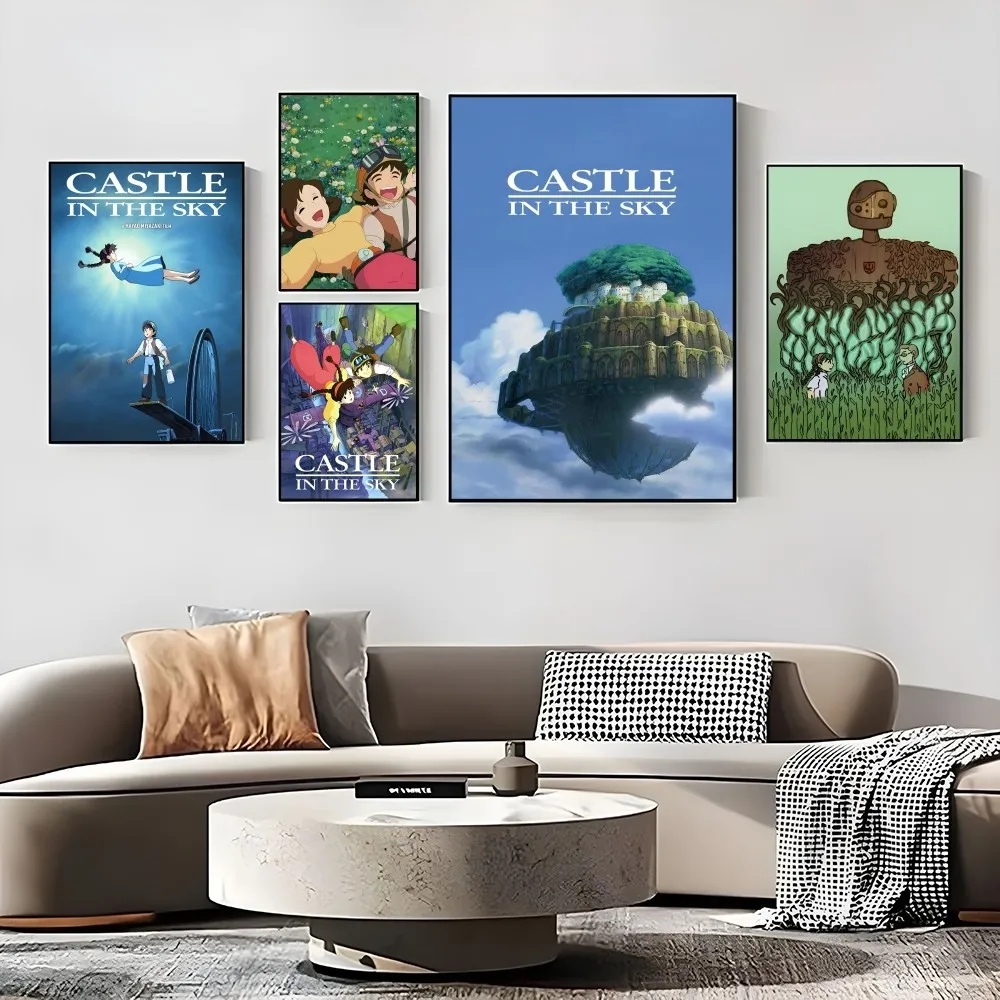 Japan Anime L-LaputaS C-Castle S-Sky Movie Poster Sticky Wall Art Printing Waterproof Home Living Bed Room Bar Aesthetic Decor