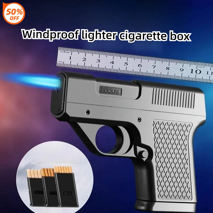

Windproof Inflatable Lighter Personalized Decompression Toy Pistol Shaped Cigarette Box Outdoor Portable Cigarette Accessories