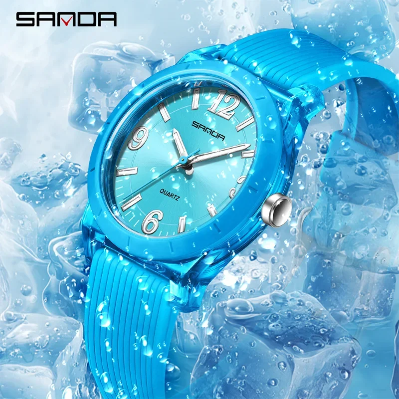 SANDA New Fashion Youth Student Quartz Watches Silicone Strap Outdoor Sport Waterproof Watch Luminous Hands Student Quartz Watch