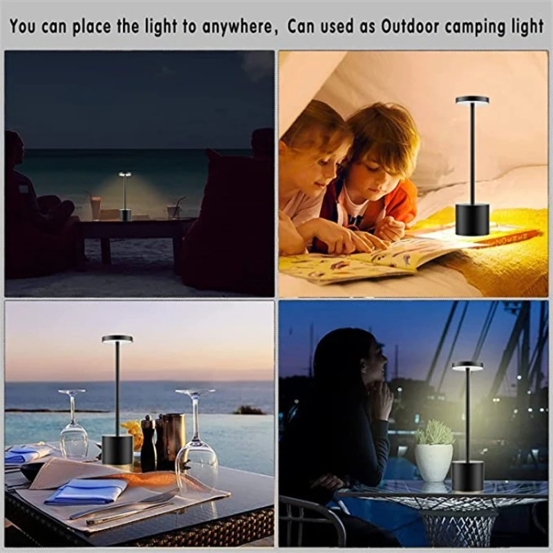 Lampe de Table sans fil Led en aluminium, moderne et Portable, à intensité variable, avec batterie Rechargeable par Usb, pour hôtel, Bar, salle à manger