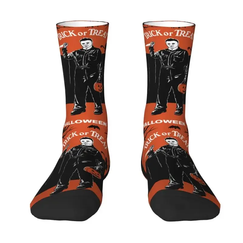 Funny Halloween Michael Myers Socks Women Men Male Warm Breathable 3D Printed Horror Movie Killer Sports Basketball Socks