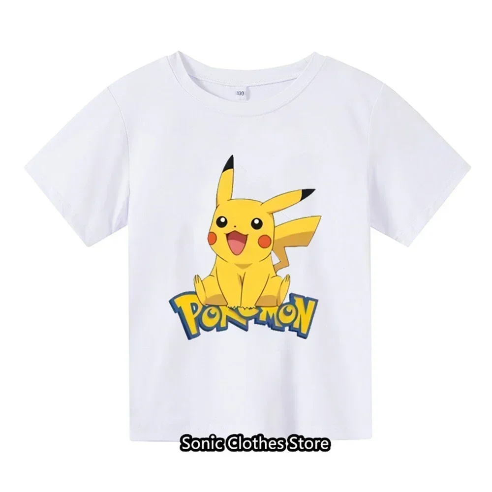 2024 New Children's Printed Pokemon Fashion Clothing Boys Short Sleeved Pikachu T-shirts Girls Fashion Casual T-shirts