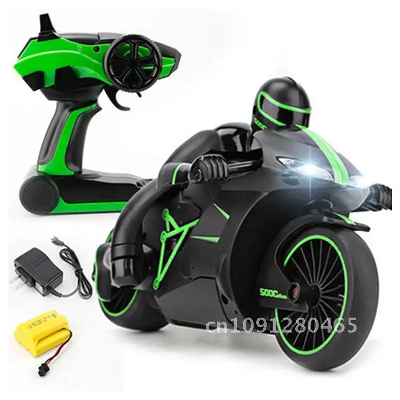 Motocicleta recargable de Radio RC de 2,4G con luz fría, motocicleta RC de alta velocidad para niños, acrobacias, Control remoto, modelo de motocicleta, juguete para regalo